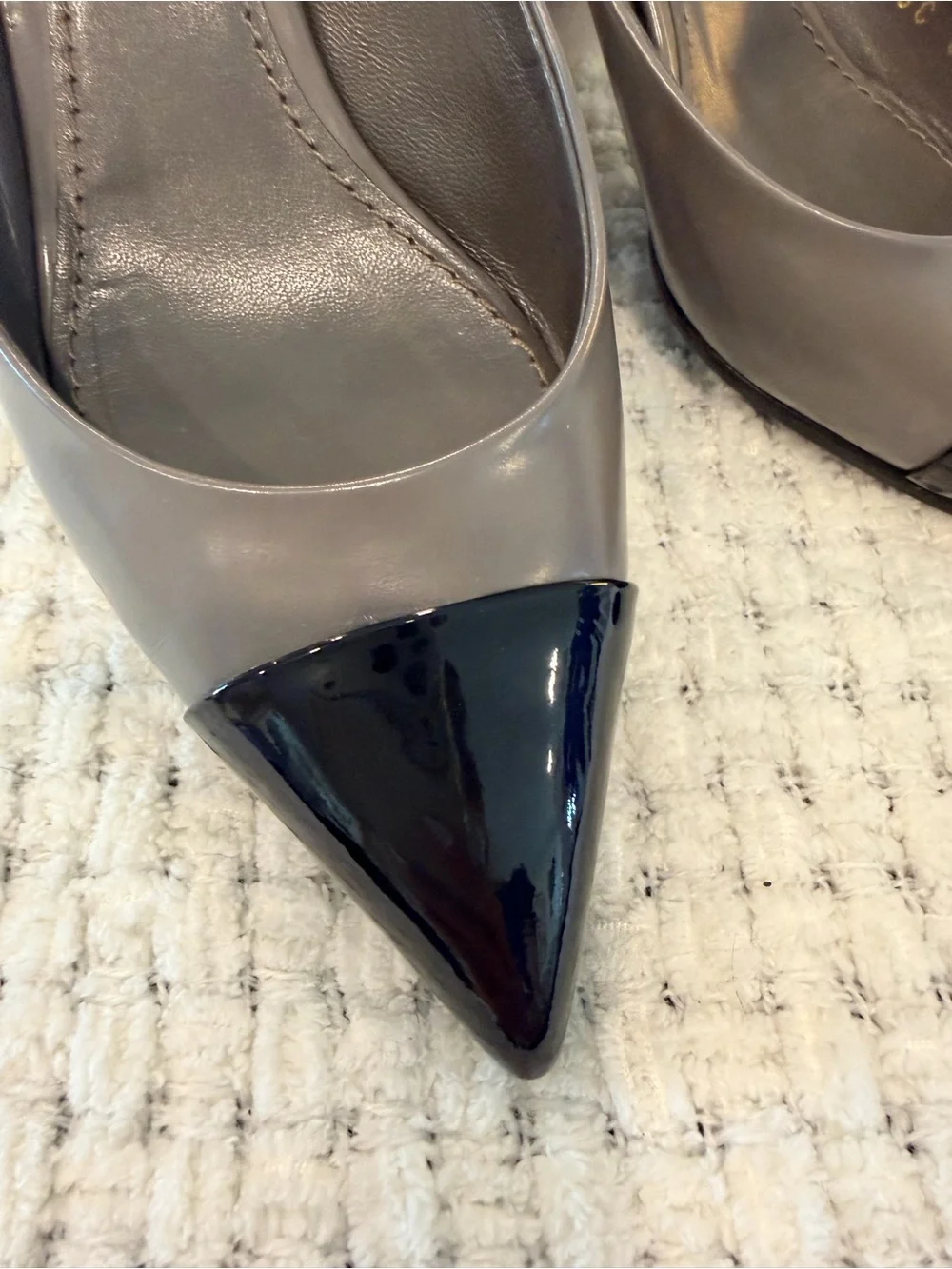 Louis Vuitton Two-Tone Grey and Black Pointed Toe Pumps